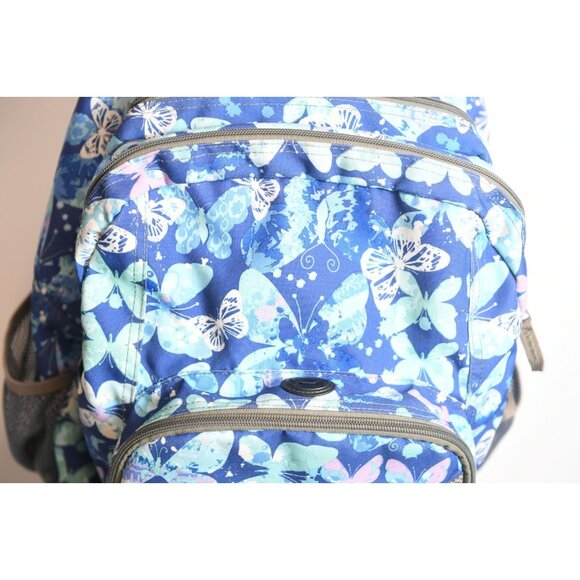 L.L. Bean Kids Multicolored Butterfly Blue Backpack - Picture 2 of 8